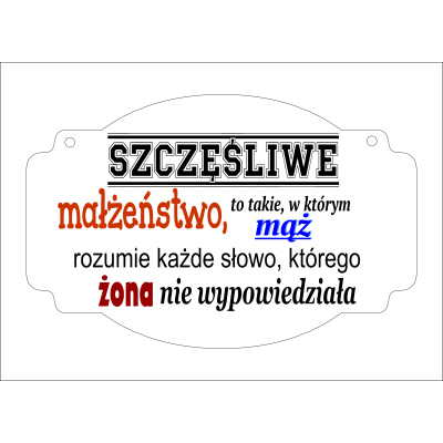 Drewniana TABLICZKA TS28 "szczęśliwe małżeństwo..."