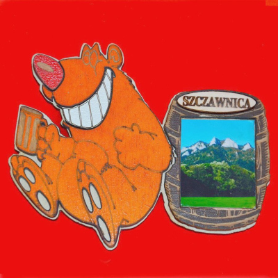 Drewniany PIJANY MIŚ Z WIDOKIEM magnes