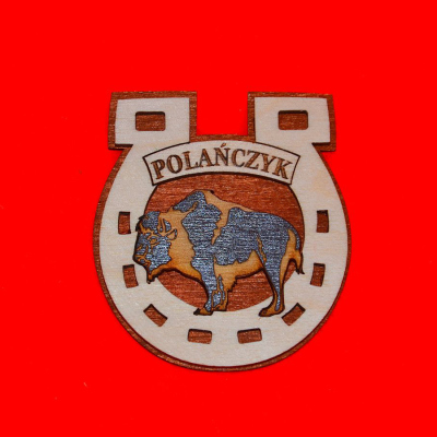 Drewniana PODKOWA Z ŻUBREM magnes