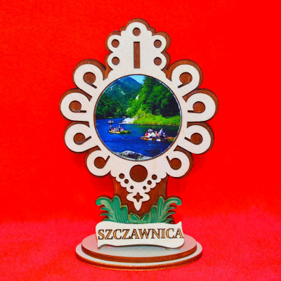 Drewniana PARZENICA Z WIDOKIEM na podstawce