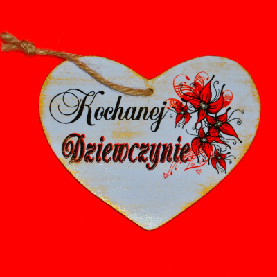 Drewniane serce z dedykacją zawieszka