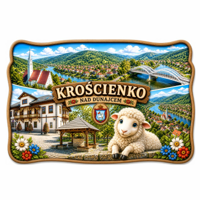 magnes, pamiątka, na lodówkę, Krościenko, owca, Pieniny, składanka