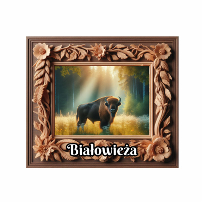 magnes, pamiątka, na lodówkę, zubr, nazwa miejscowości