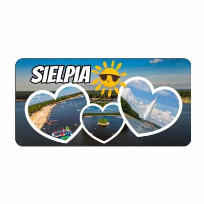 magnes, pamiątka, na lodówkę, okulary, sielpia, międzywodzie, panorama, widokówka