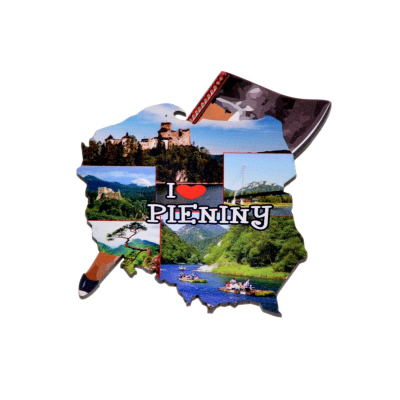 Magnes mapa polski z ciupagą pieniny pamiątka z gór zakopane prezent na lodówkę