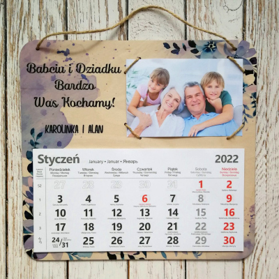Kalendarz, nowy rok, babcia, dziadek, dzień babci, dzień dziadka, prezent, upominek, pamiątka